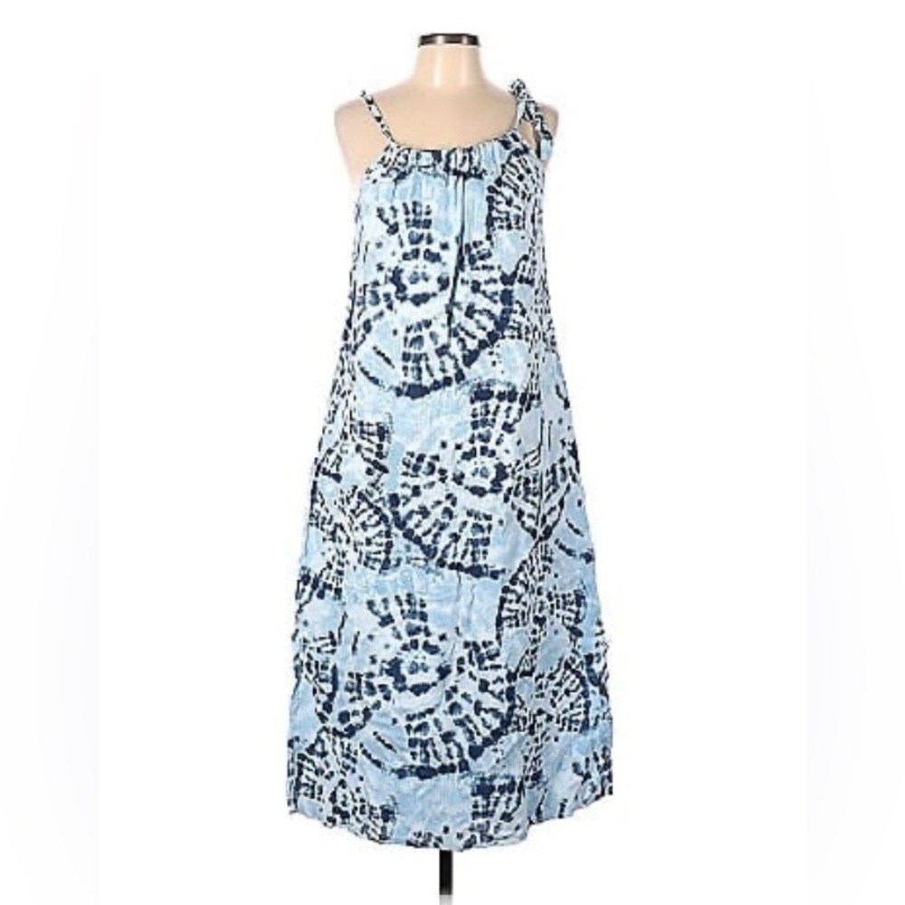Bellambra Linen Tie Dye Lightweight Beach Lagenlook Midi Dress Size S